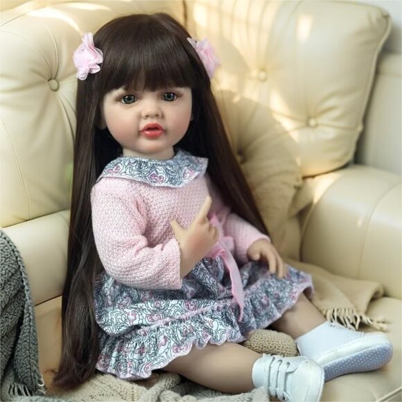 🆕 22inch Realistic Full Body Soft Vinyl Silicone Baby Dolls Girl Newborn Dolls - Picture 3 of 4